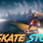 Skate Story PC and APK game gameplay showing skateboarding tricks, characters, skateboards, levels, challenges, customization, and multiplayer action for 2026.